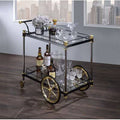 Black/Gold Clear Glass Kitchen Cart A26066