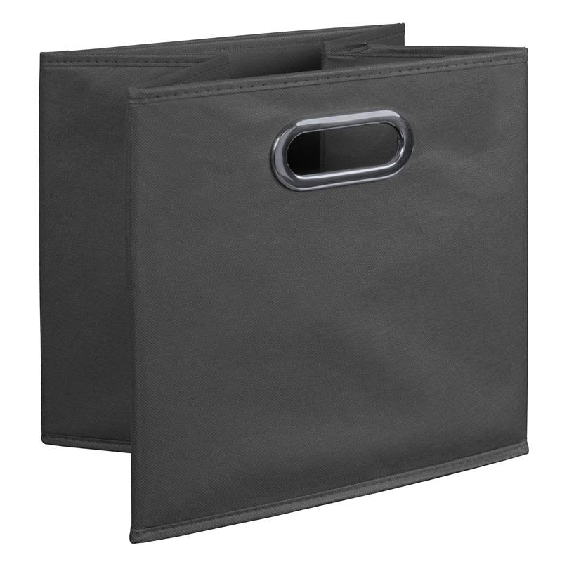 Cherry Grey Square Folding Bookcase with Fabric Bins D87731