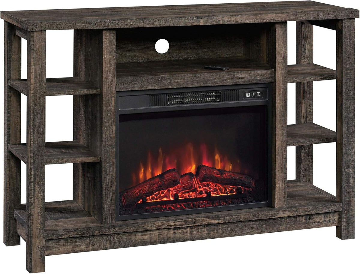 Entertainment Fireplace Credenza, Carbon Oak Finish C94202