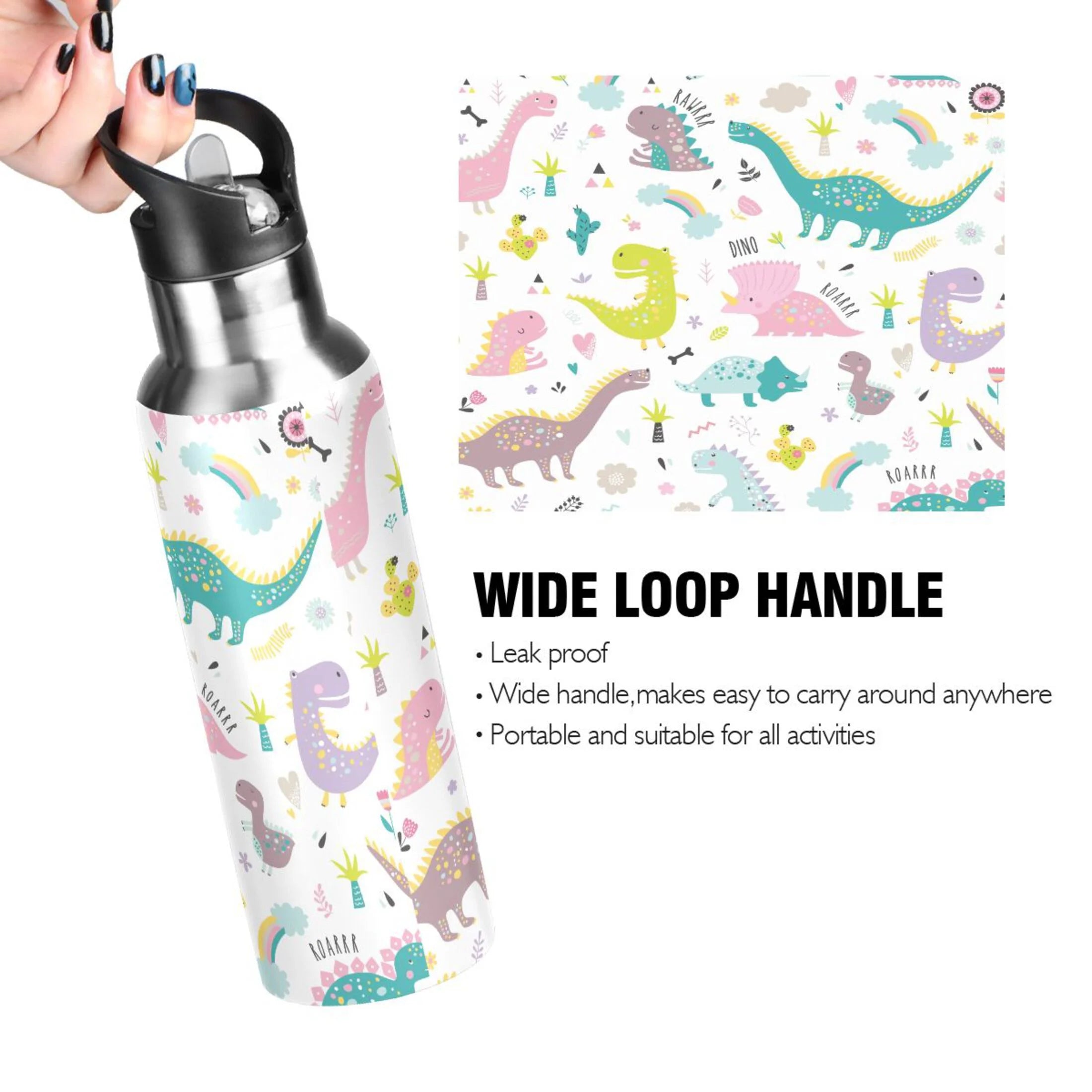 Stainless Steel Insulated Water Bottle with Straw Lid J9731