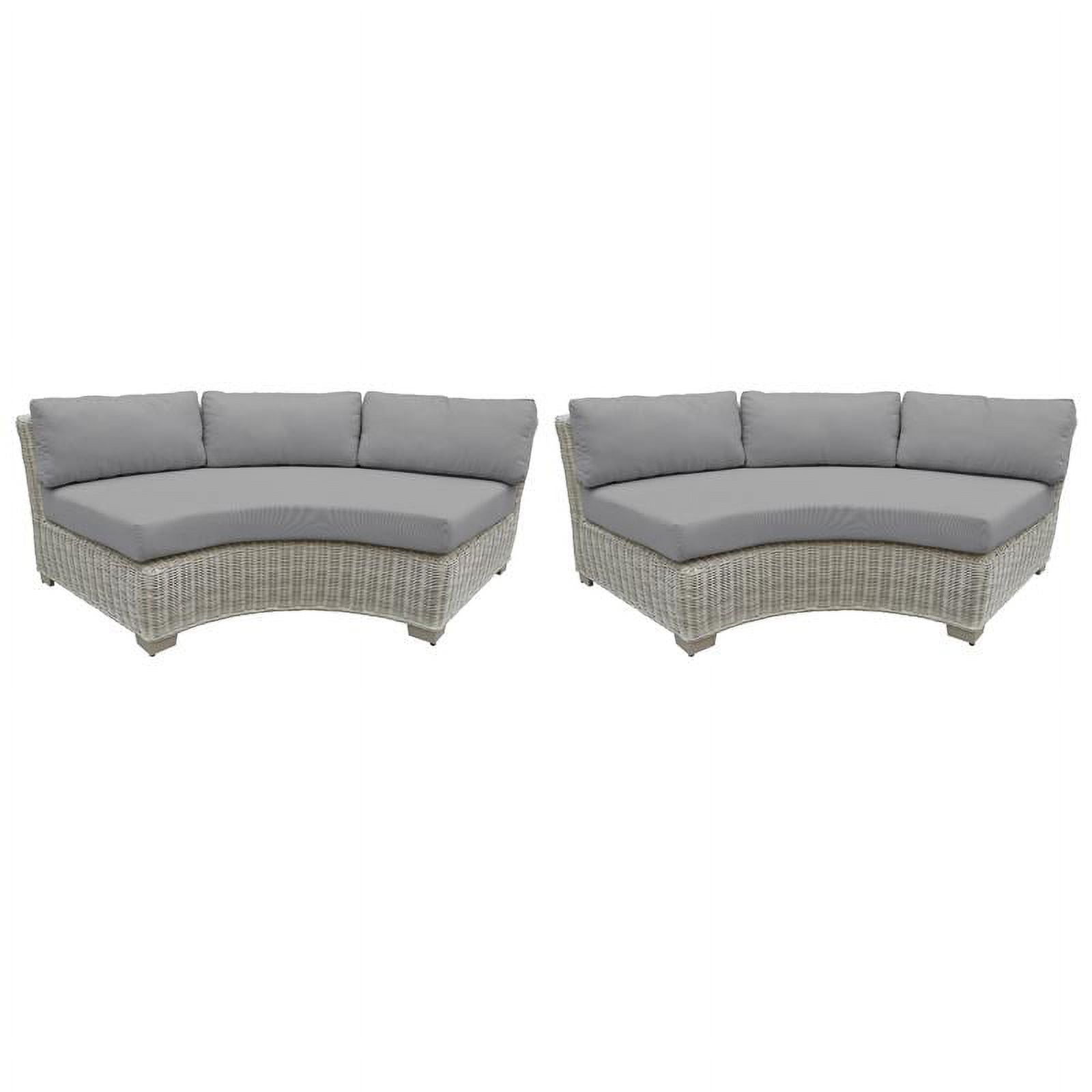 Curved Armless Outdoor Wicker Sofa in Grey H141