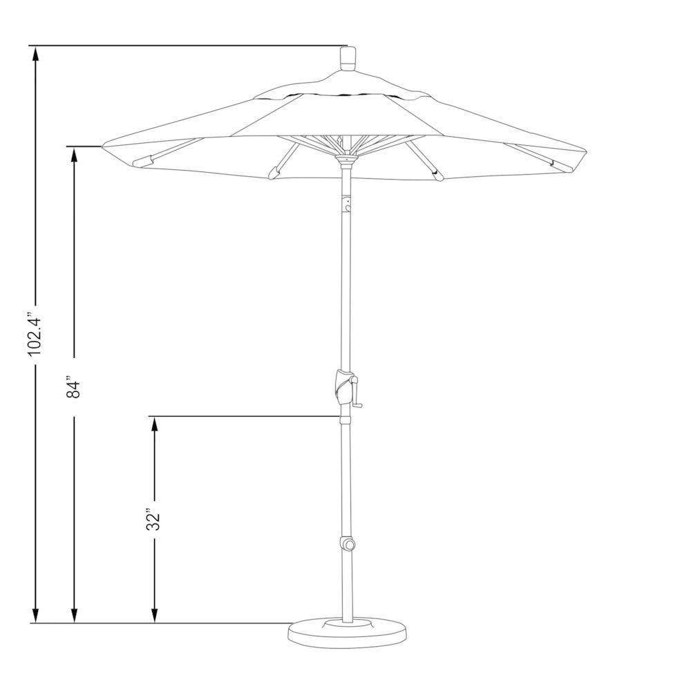 Matte White 7.5 ft Aluminum Push Tilt Market Umbrella P262