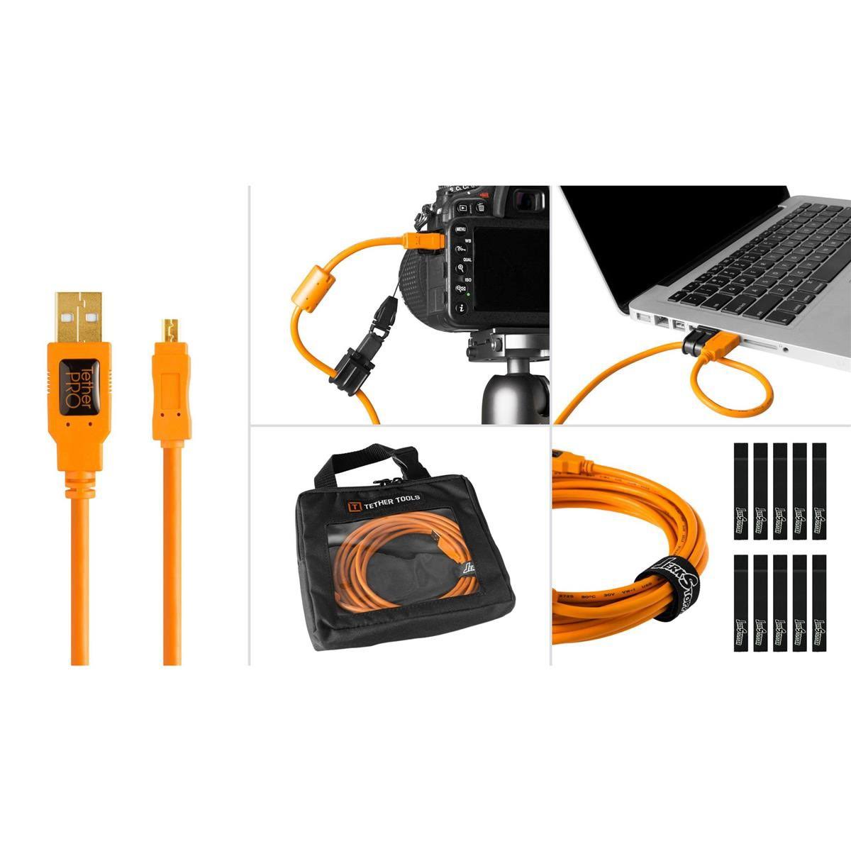Orange USB 2.0 A Male to Mini-B 8-Pin Cable Starter Kit I260968