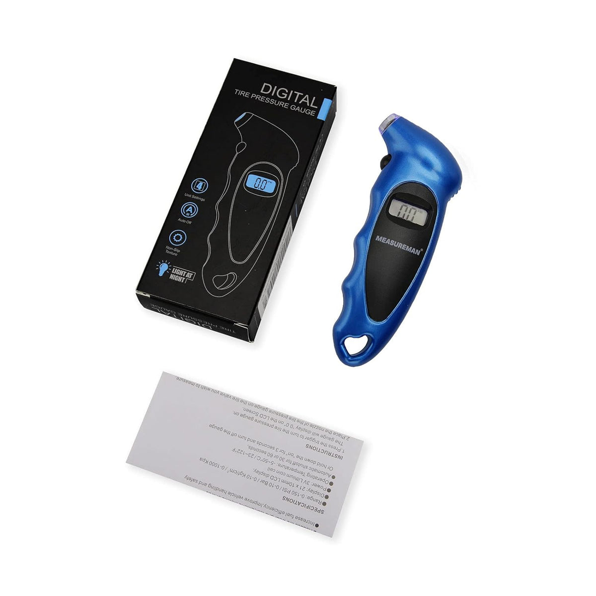 Digital Tire Pressure Gauge 0-150 PSI Blue 2 Pack W2080