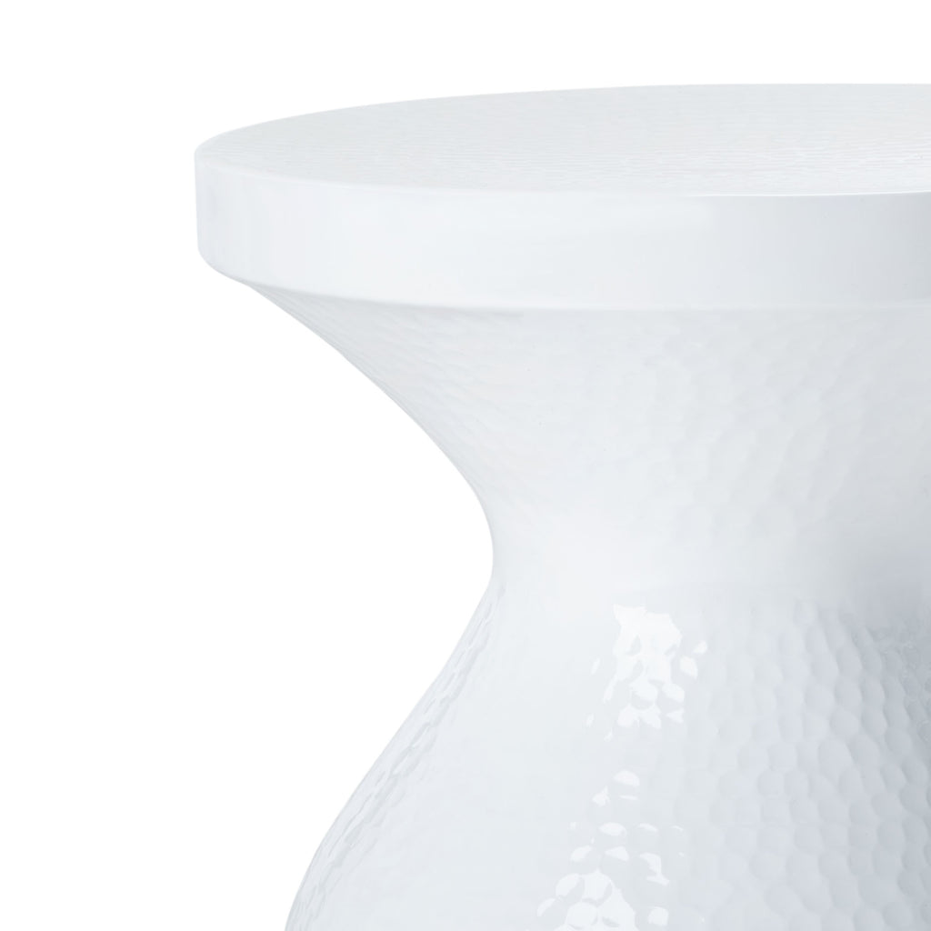 White Hammered Stool P40310