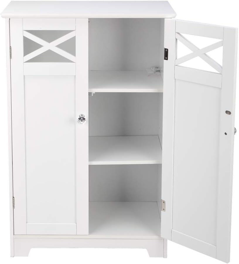 Double Door Bathroom Cabinet White V948