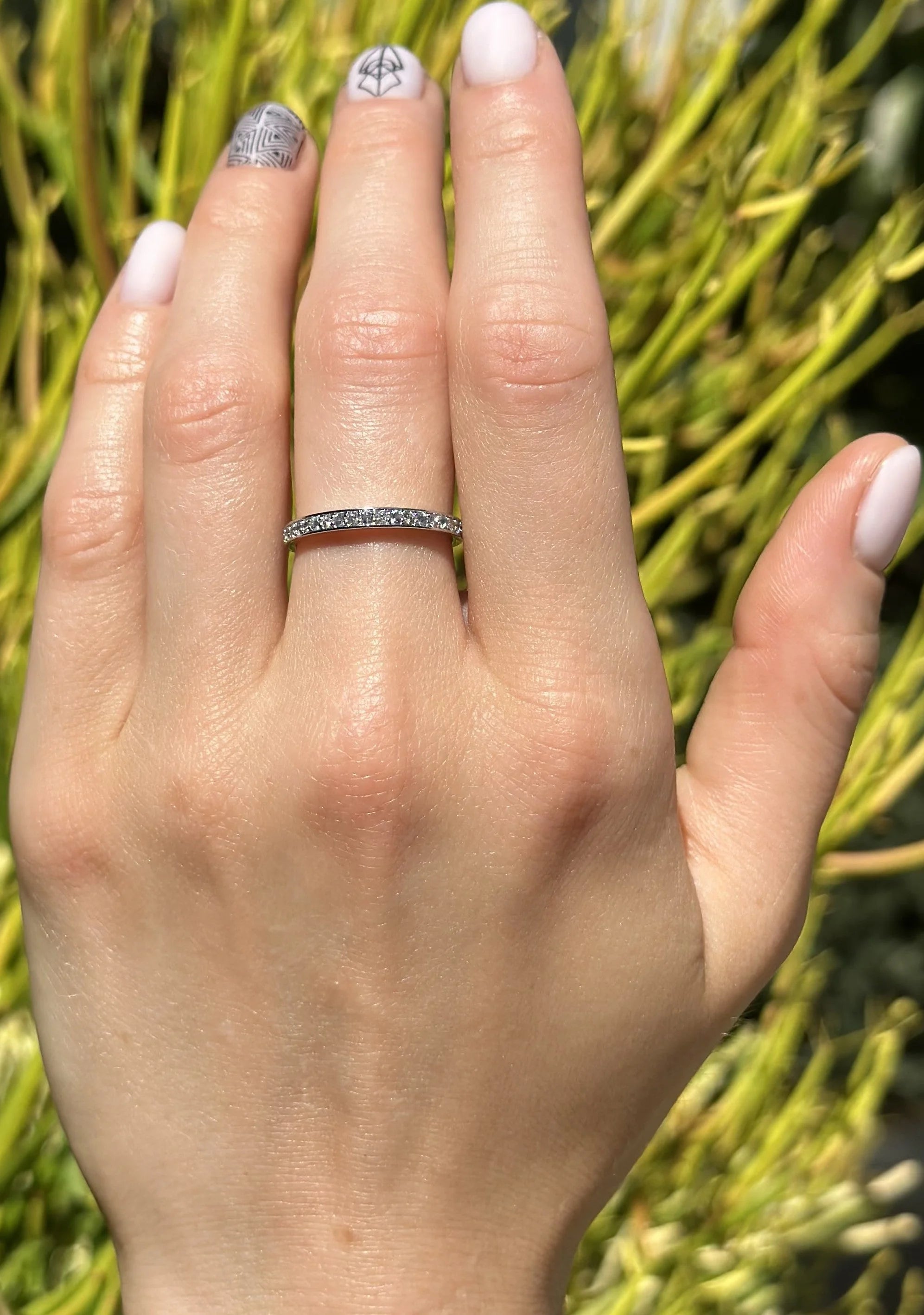 14K Rose Gold Half Eternity Band 0.12ct Natural Diamond Aquamarine C571