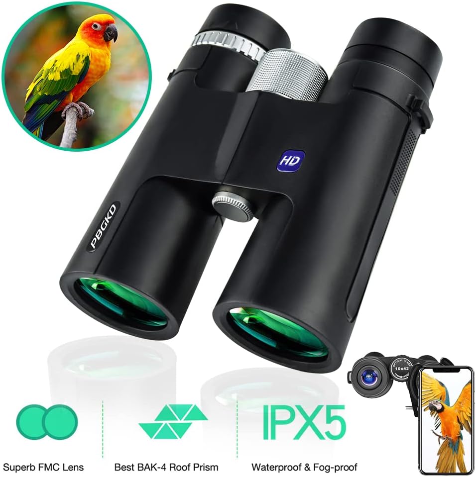 12x42 HD Roof Prism Waterproof Binoculars with Tripod Carrying Case Mobile Phone Clip Pack of 2 X25188
