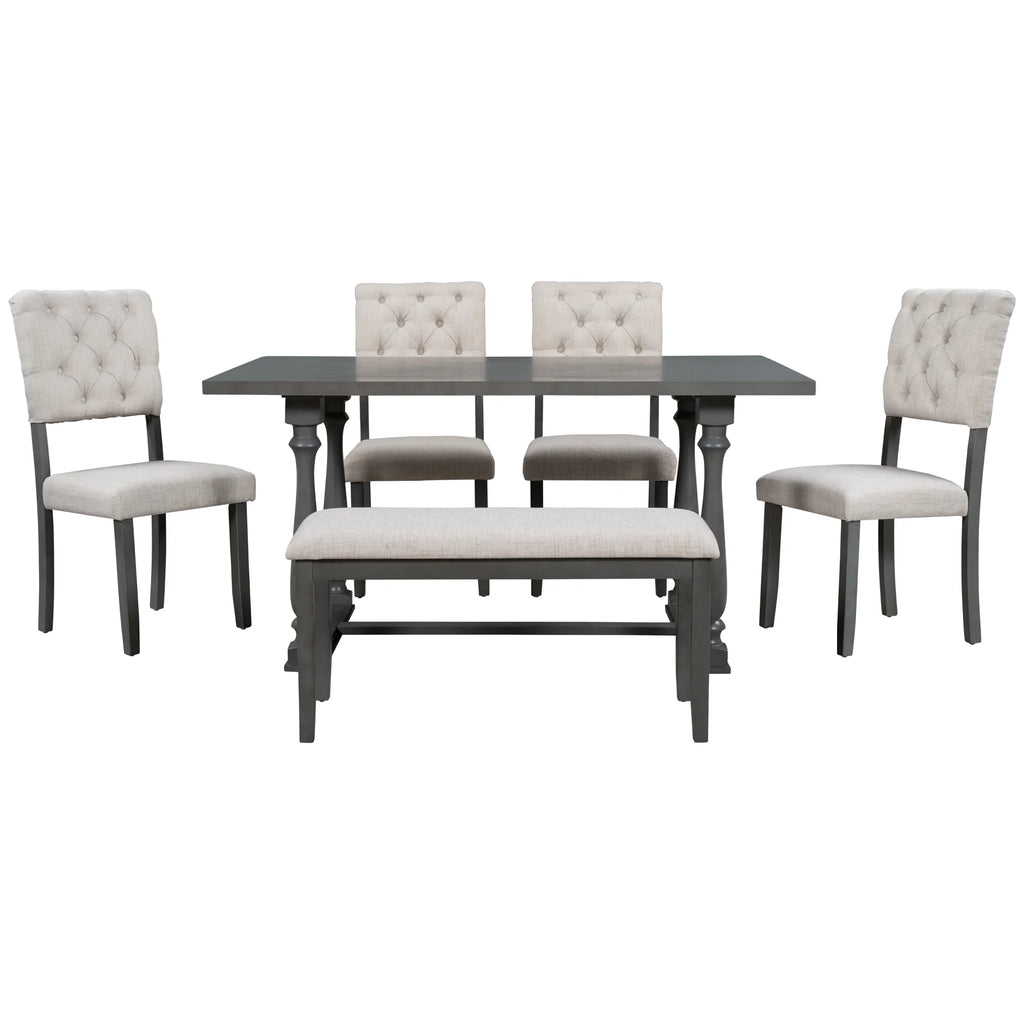 Rectangular Dining Table Set with Bench and 4 Upholstered Chairs T847989