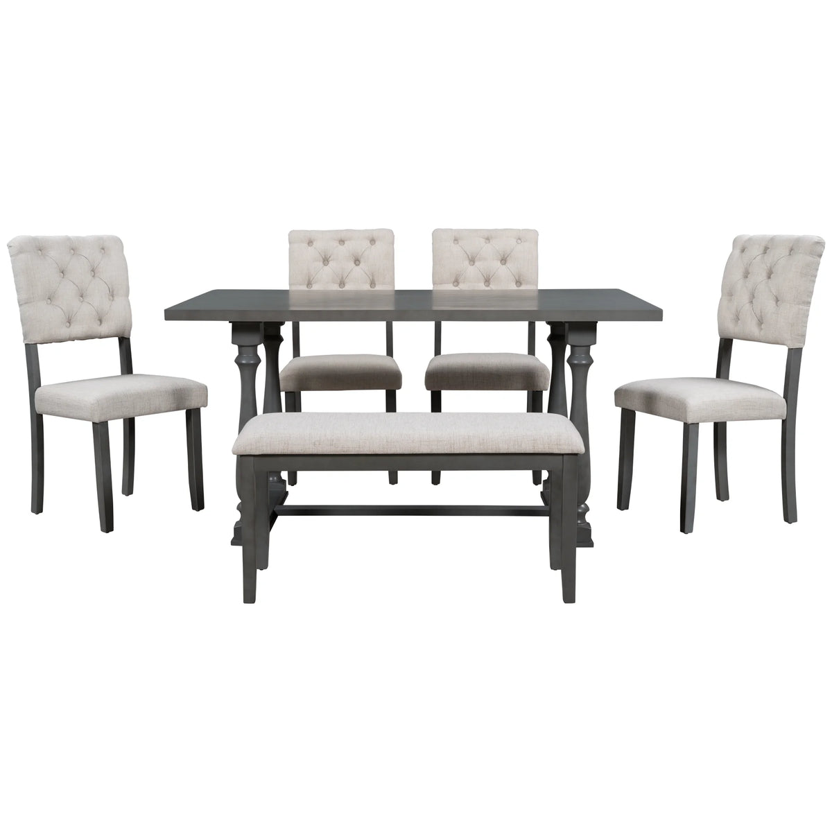 Rectangular Dining Table Set with Bench and 4 Upholstered Chairs T847989