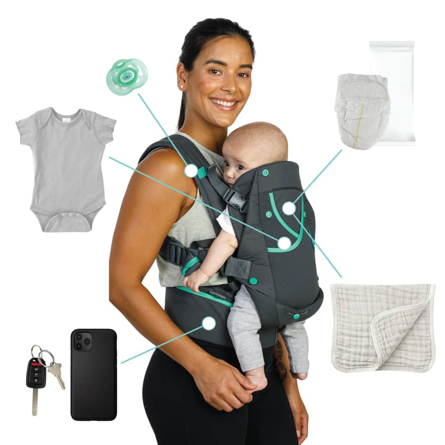 Gray Multi-Pocket Baby Carrier S842