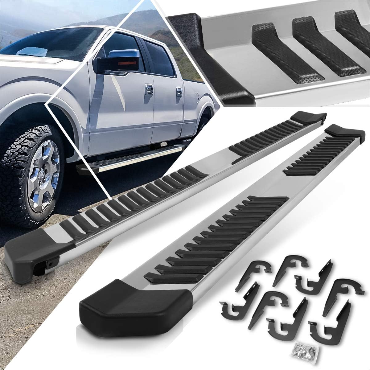 6 Inch Stainless Chrome Running Boards Side Step Bars C456