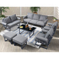 7-piece Outdoor Aluminum Frame Ottoman Sectional Set Striped Grey E33630