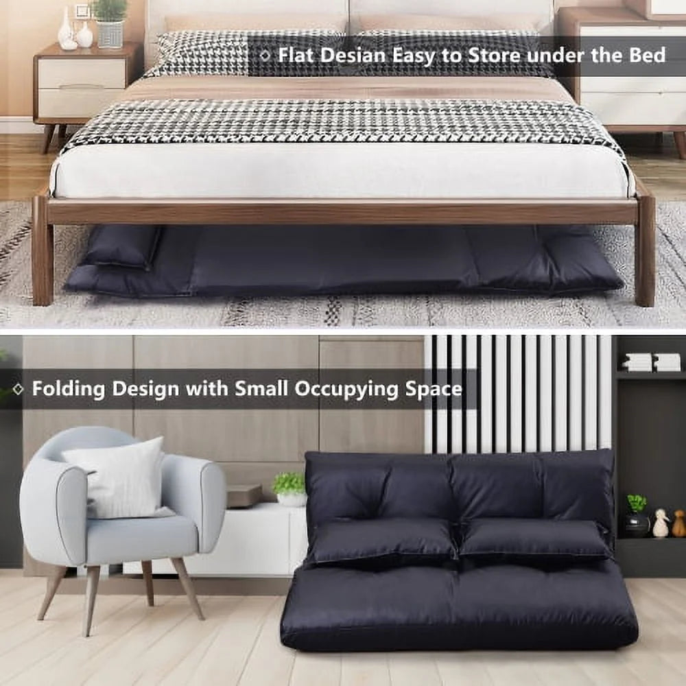 Adjustable Folding Futon Sofa with Two Pillows C233487