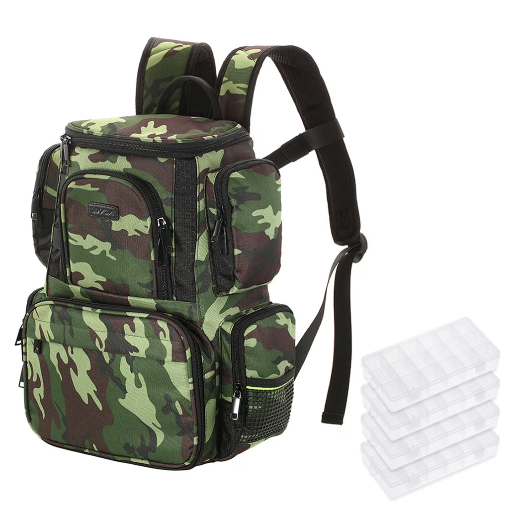 Fishing Tackle Bag Backpack with 4 Tackle Boxes C6137