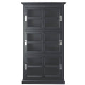 Black Wood 6-Shelf Standard Bookcase with Sliding Doors R58425