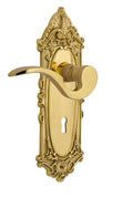 Victorian Plate Privacy Keyhole Manor Lever in Unlacquered Brass A193