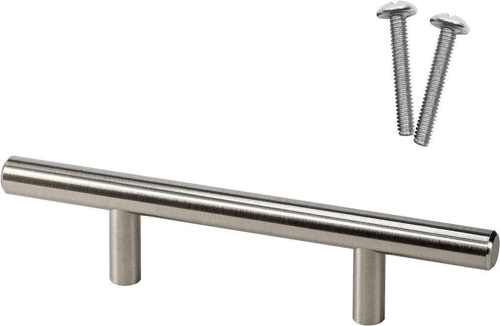 20 Pack Brushed Nickel Steel T Bar Pull Handle J77814