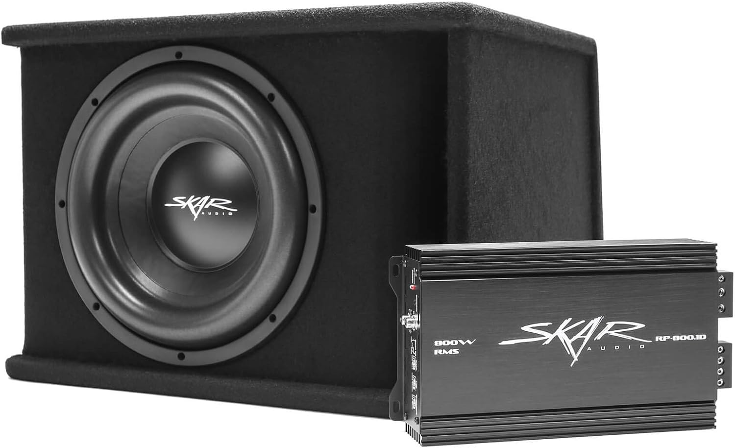 Single 10" Loaded Enclosure Subwoofer Bass Package with Amplifier U3518