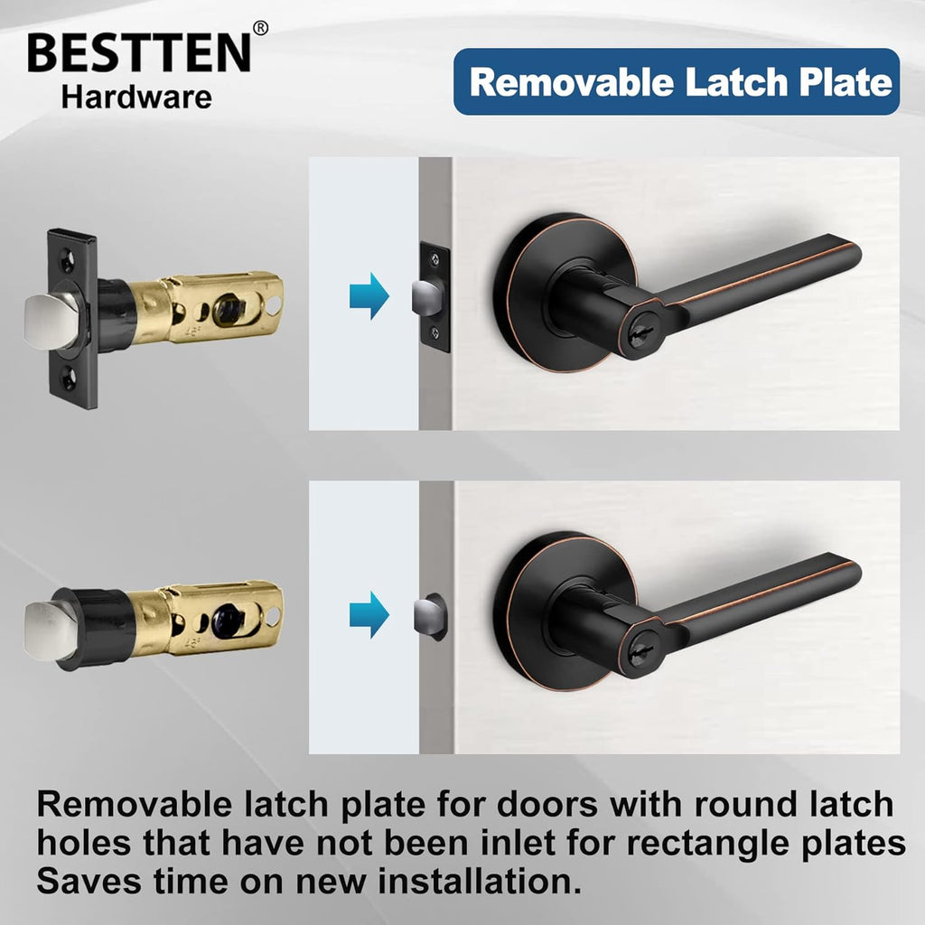 [2 Pack] Oil Rubbed Bronze Keyed Alike Entry Door Lever Set with Lock D115331