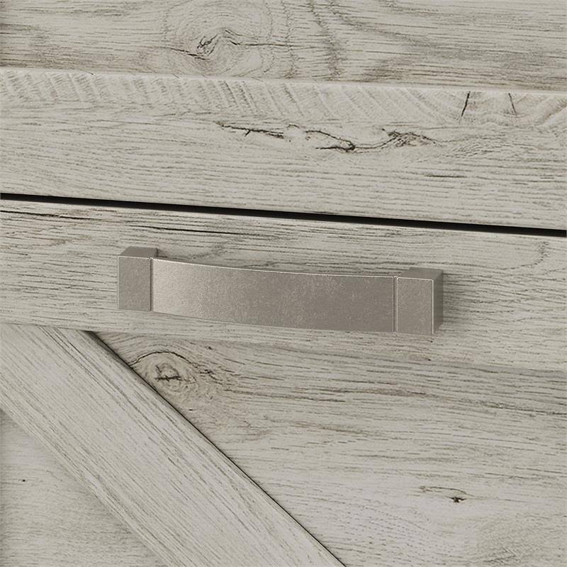 2 Person Farmhouse Desk Set with Lateral File Cabinet in Cottage White I95830