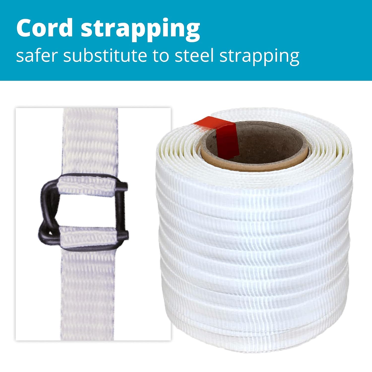 3/4" x 1000' Woven Cord Strapping Kit with Polyester Cord Strapping Tensioner, Strapping Buckles and Woven Cord Strapping Roll F959