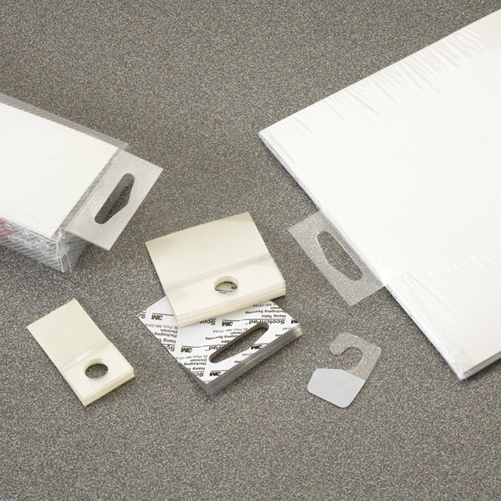 Clear 2 in x 2 in Hang Tabs, 500 per case, Pack of 2 W4340