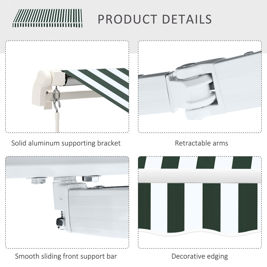 Green White Retractable Patio Awning T883