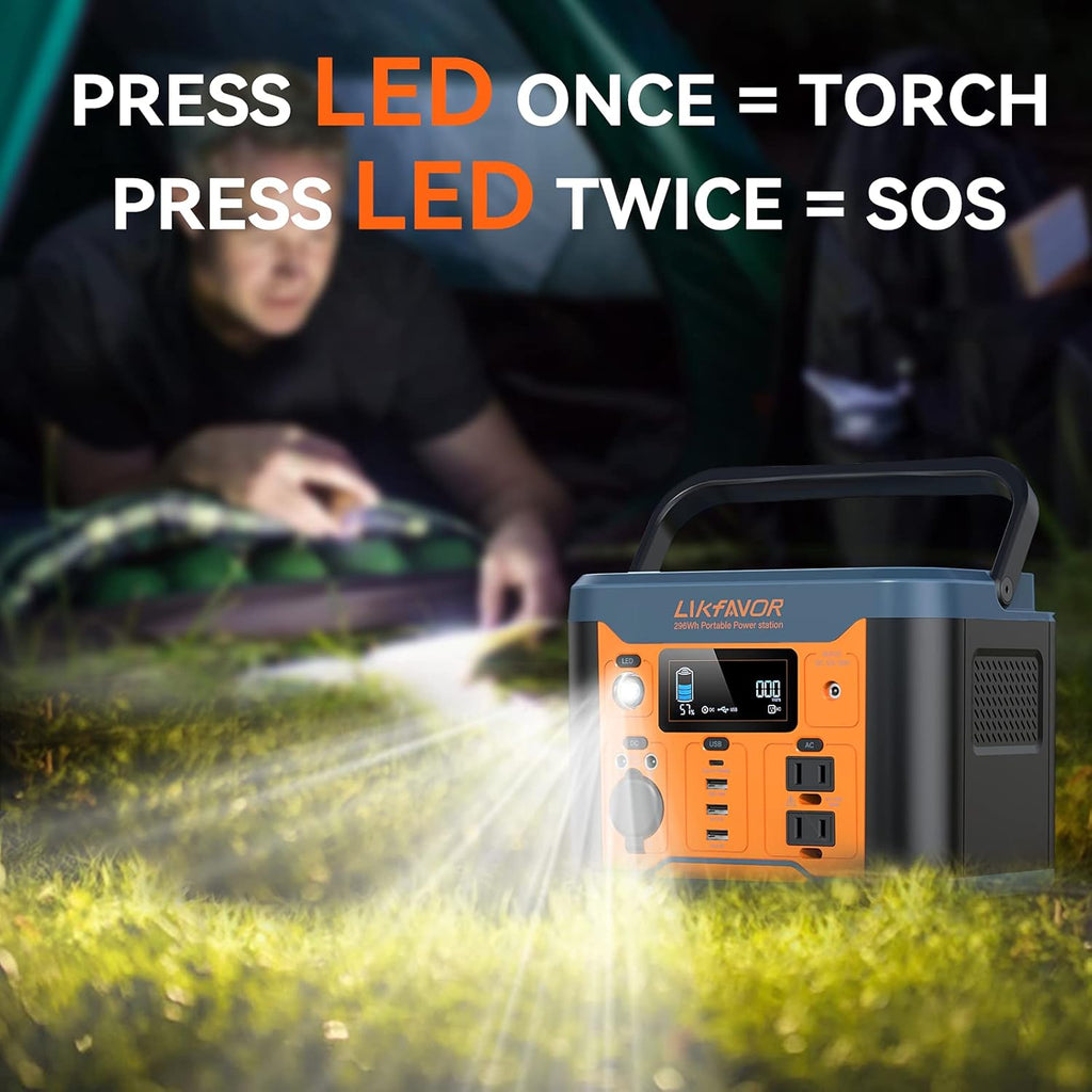 Portable Power Station 300W 296Wh Pure Sine Wave AC Outlet B1968