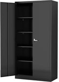 Black Metal Storage Cabinet with 4 Adjustable Shelves X4868