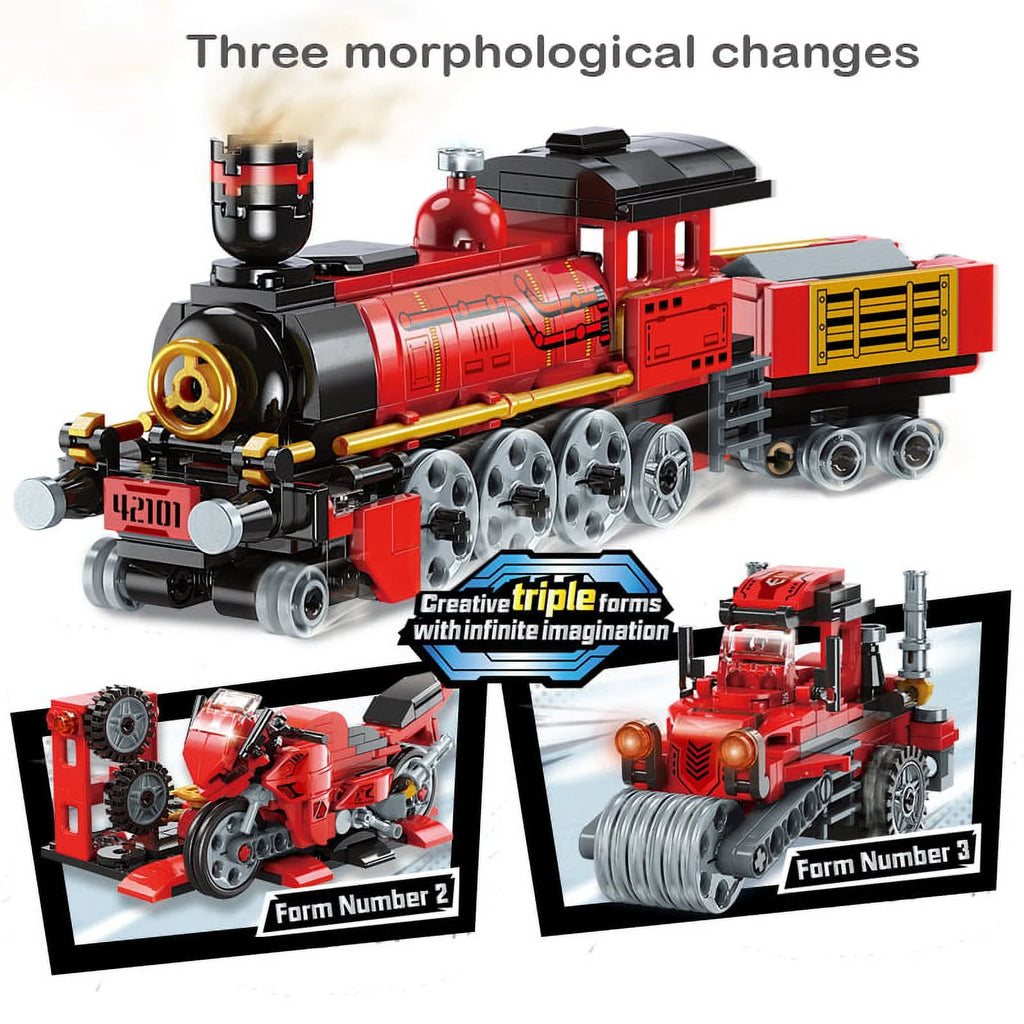 3in1 City Train Building Blocks Motorcycle Road Roller Bricks DIY Toys M351119