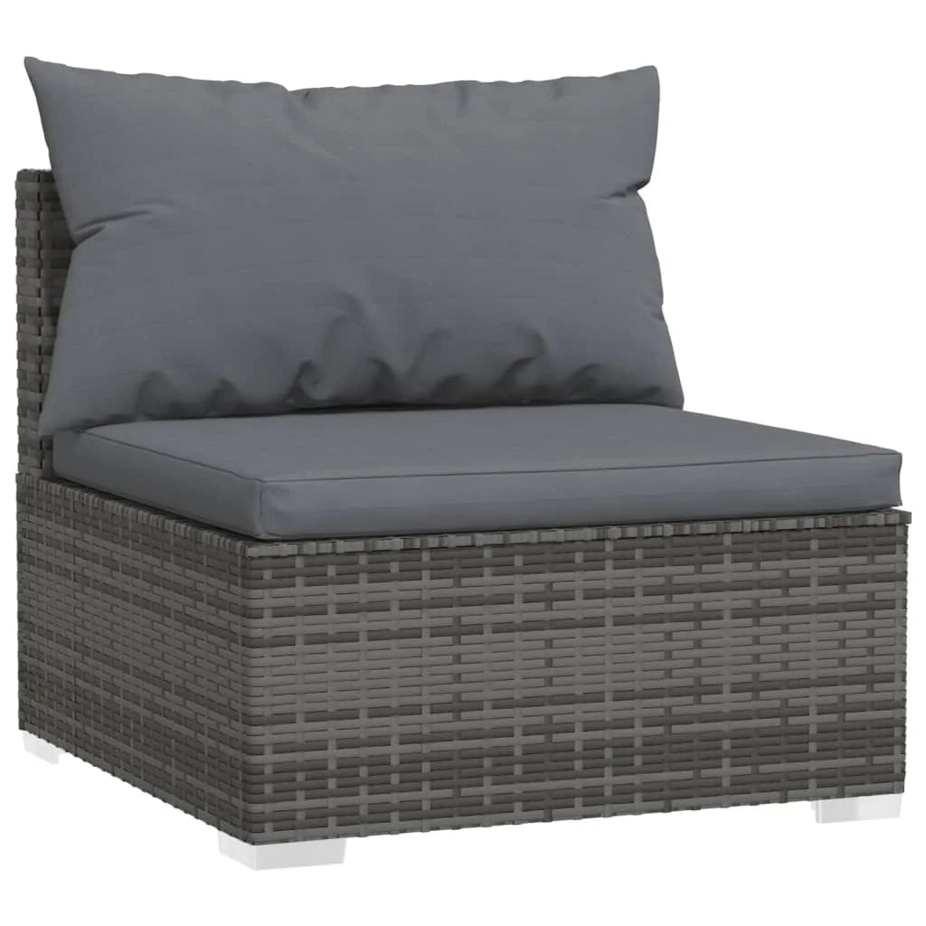 9 Piece Patio Set with Cushions Gray Poly Rattan M144