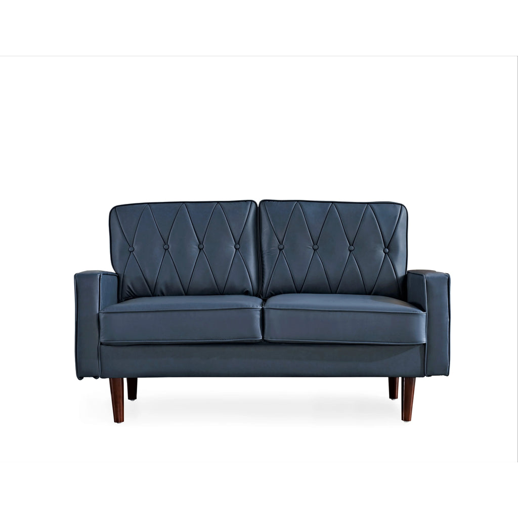Black Faux Leather Cushion Back Loveseat Z1707