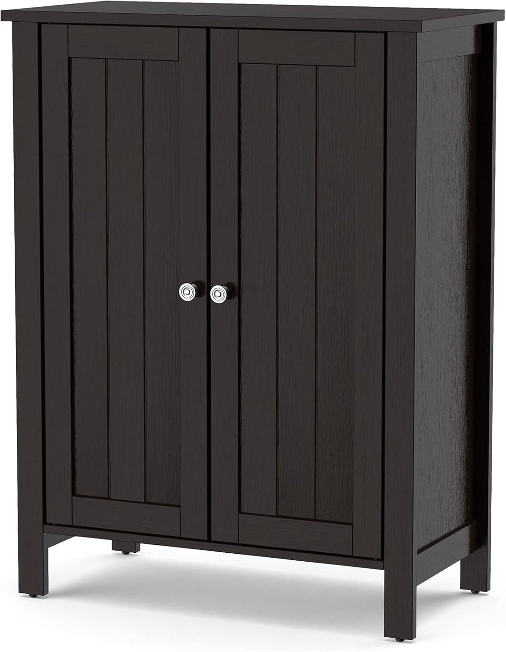 Black 3 Tier Wooden Bathroom Floor Cabinet with Double Door G22995