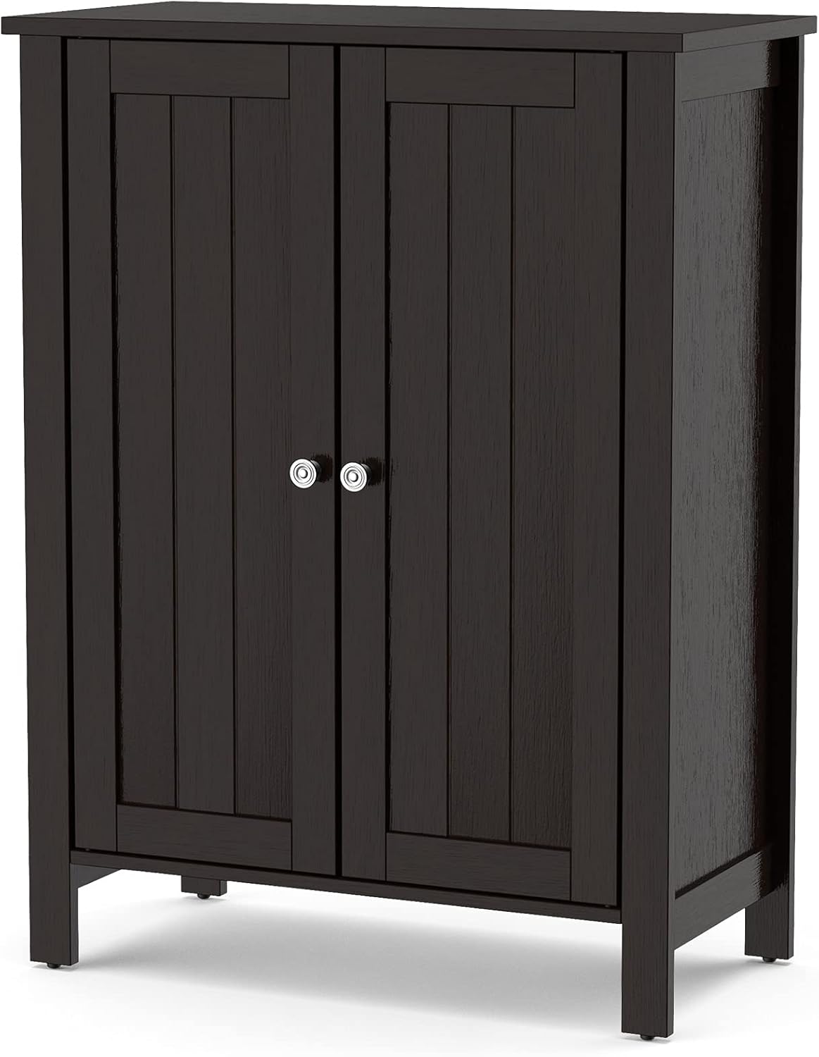 Black 3 Tier Wooden Bathroom Floor Cabinet with Double Door G22995