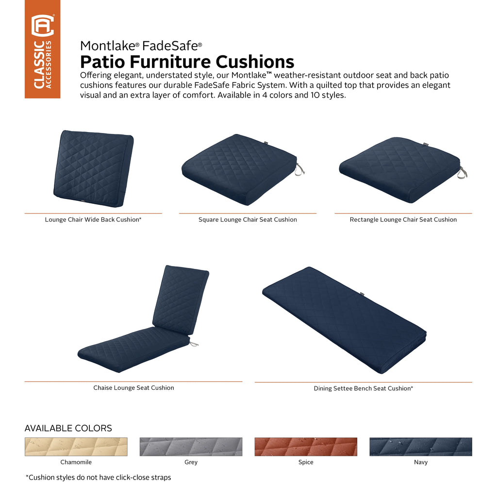 Navy Quilted Patio Bench Cushion, 48 x 18 x 3 inch N87035