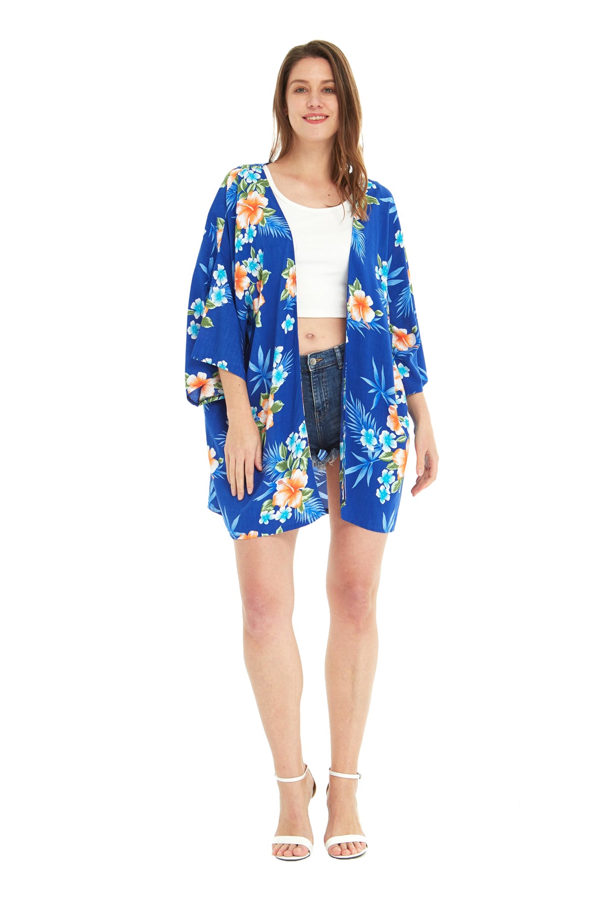 Hibiscus Blue Hawaiian Luau Shirt E622