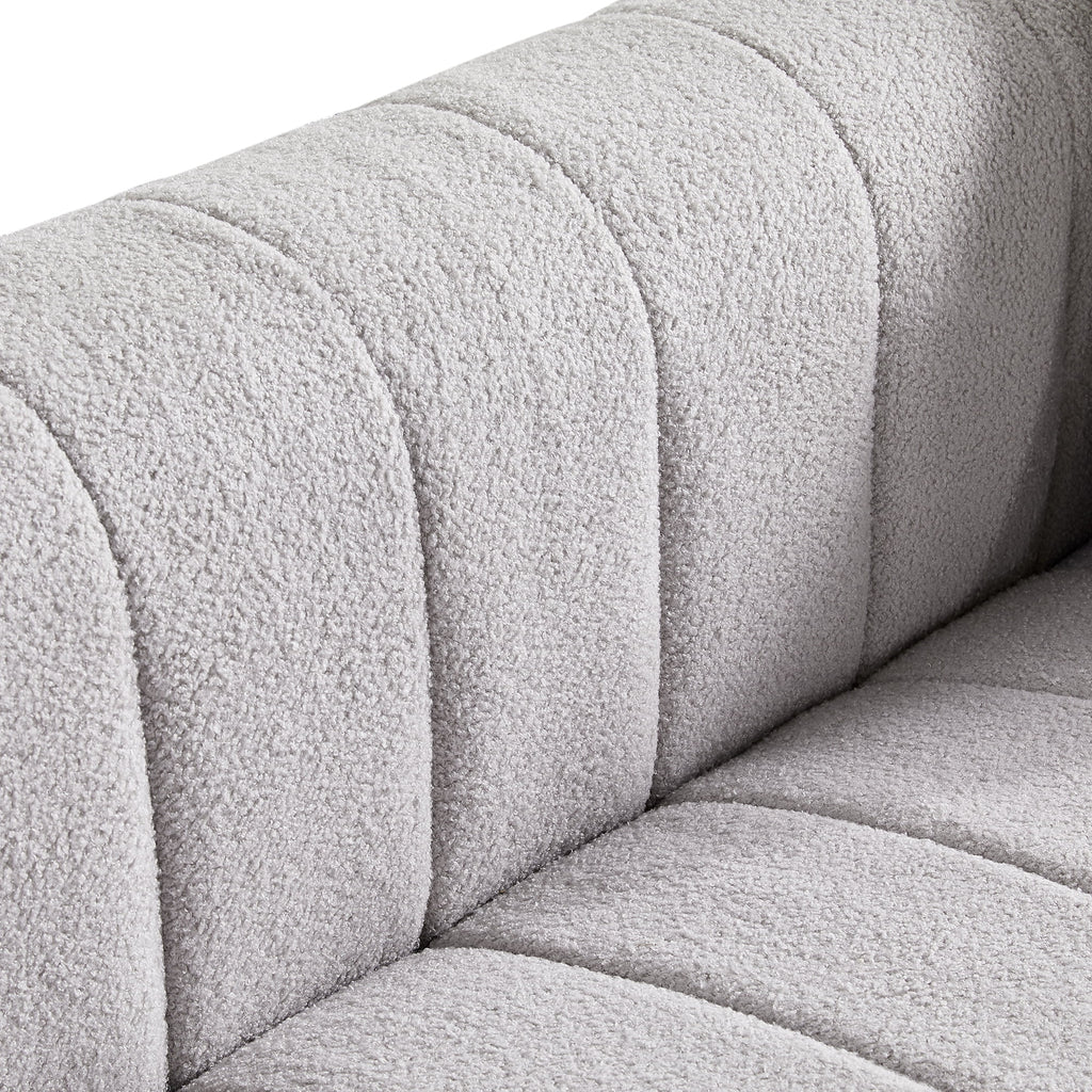 81.89" Teddy Large Modern 3 Seater Upholstered Sofa with Gold Metal Legs E5867