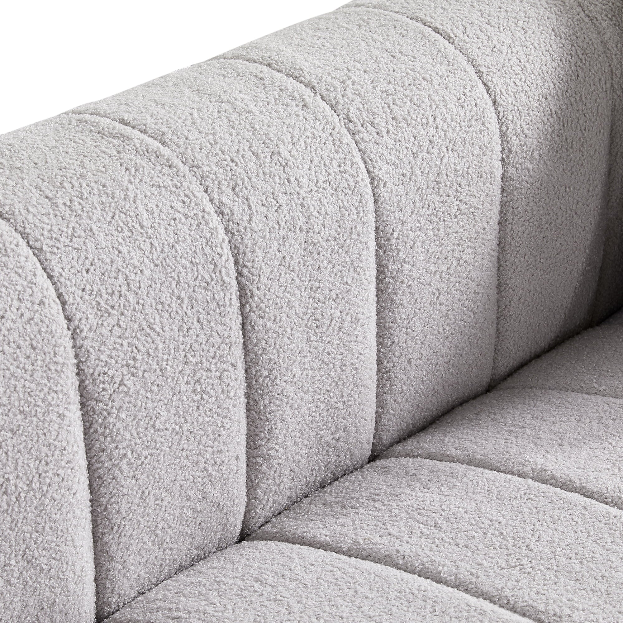 81.89" Teddy Large Modern 3 Seater Upholstered Sofa with Gold Metal Legs E5867