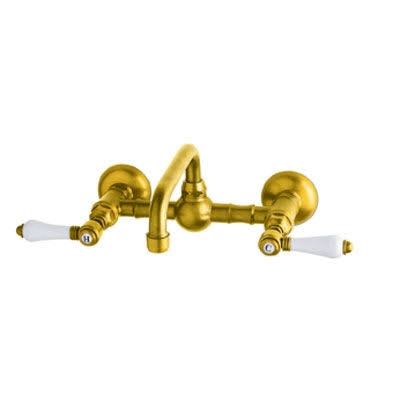 Wall Mount Bridge Lavatory Faucet with Crystal Cross Handles P899691