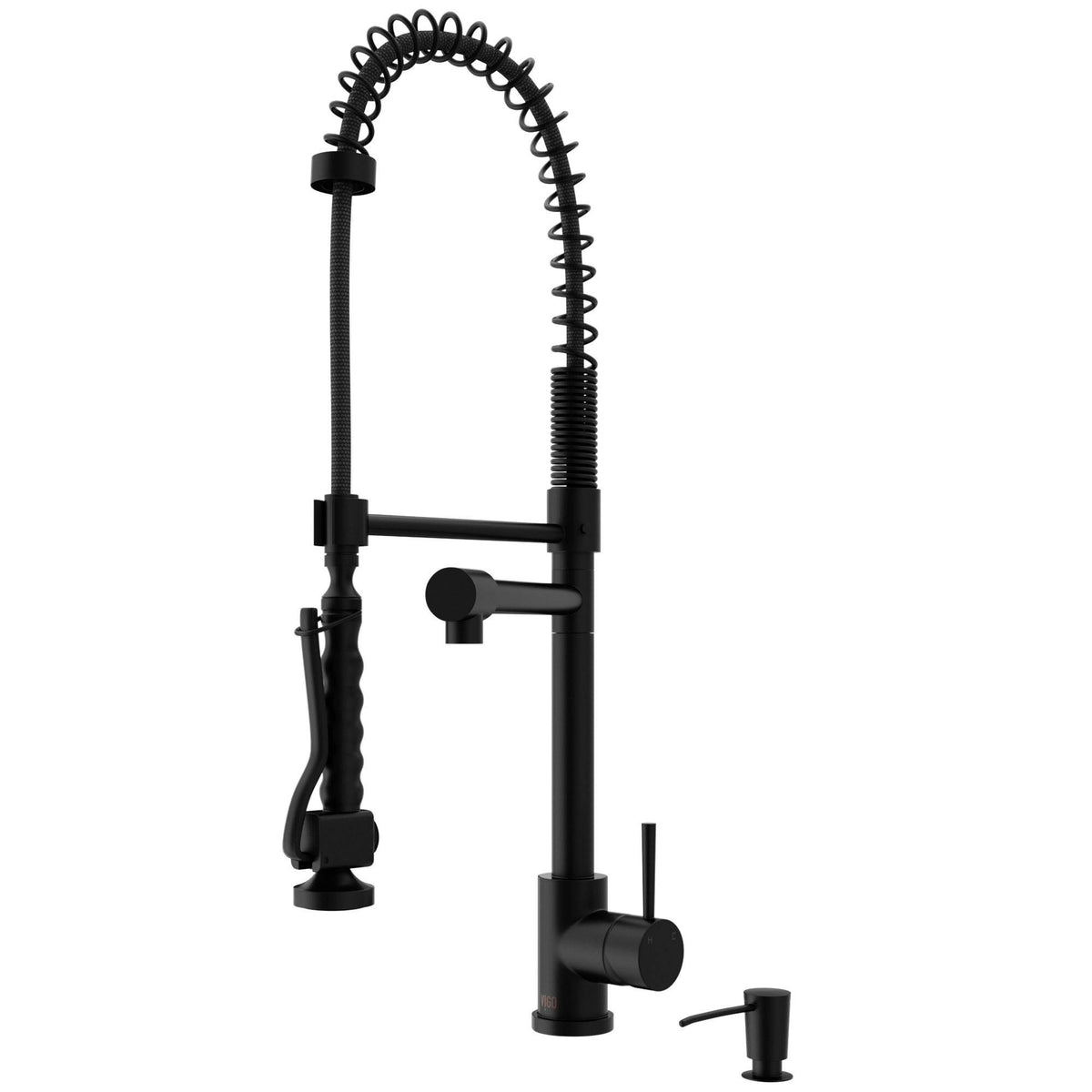 Matte Black Pull-Down Kitchen Faucet with Soap Dispenser C830