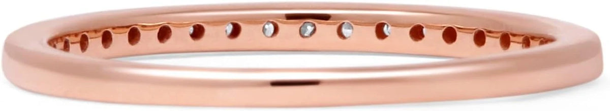 14K Rose Gold Half Eternity Band 0.12ct Natural Diamond Aquamarine C571