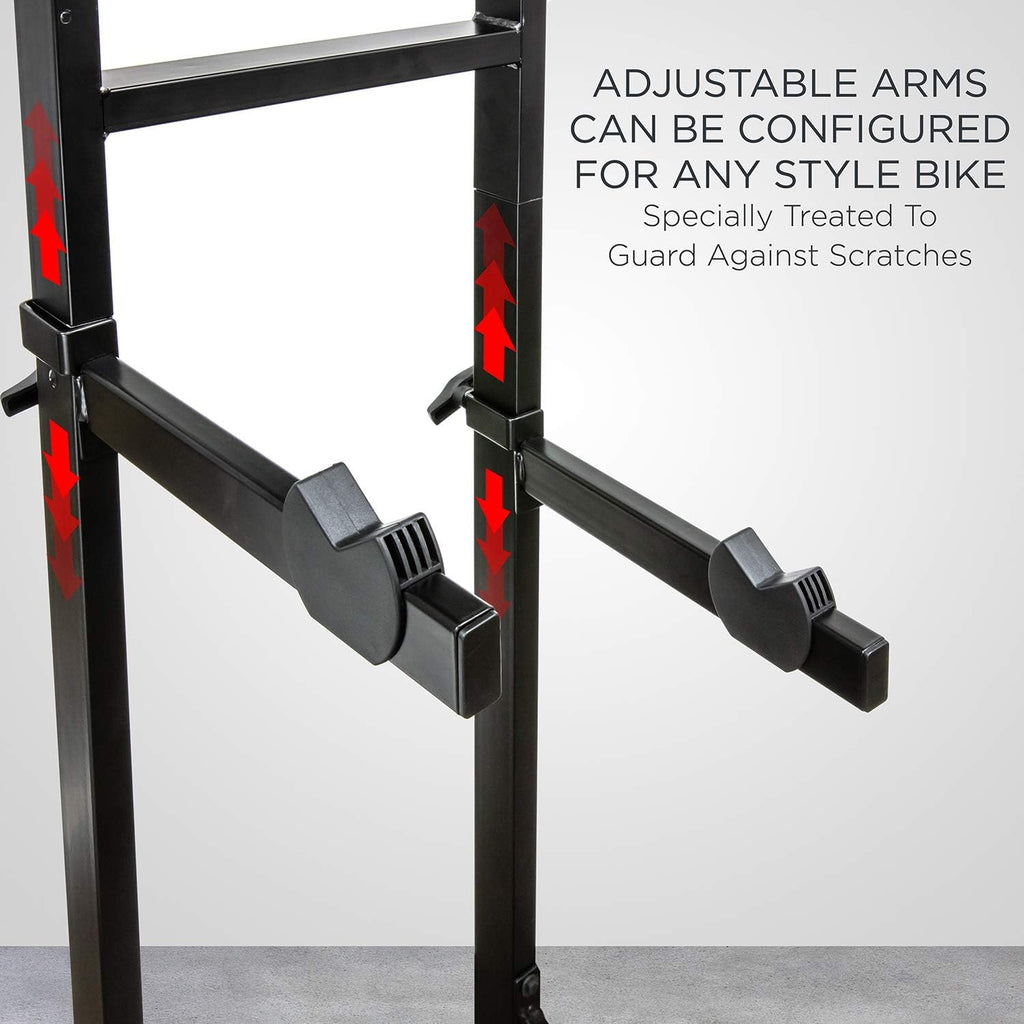 Bike Garage Storage Rack, 2 Bicycle Floor Stand, Adjustable, Freestanding V139926