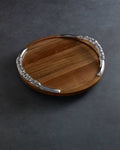18 inch Dark Tzalam Wood Lazy Susan with Galena Handles J7080