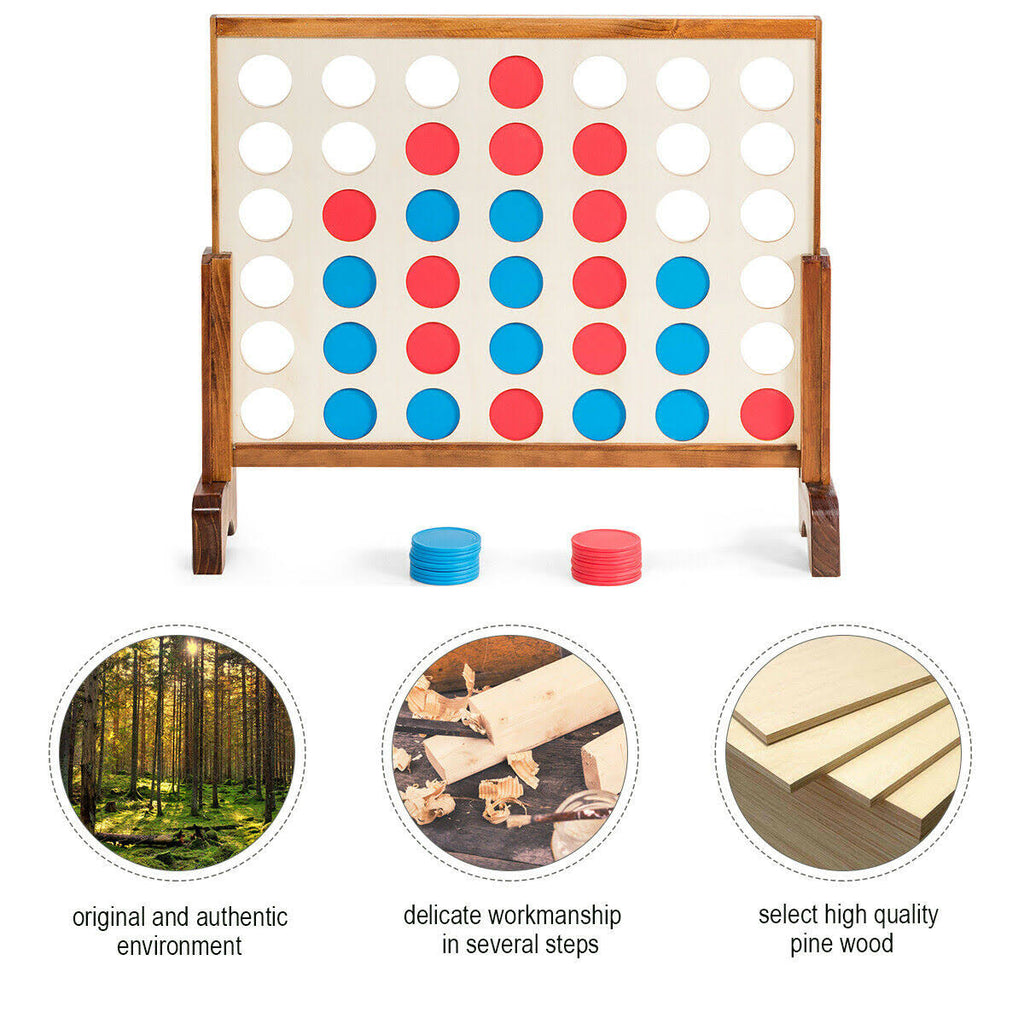 Natural Wooden 4 in A Row Game with Carrying Bag N519