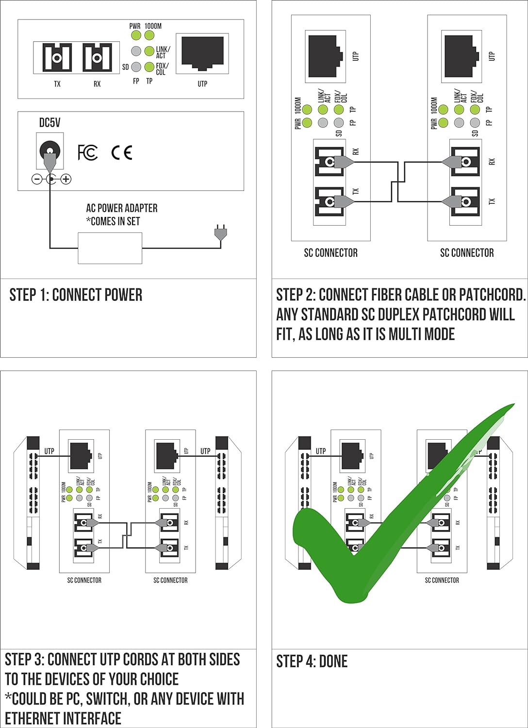 Fiber Media Converter with SC to RJ-45 D944868