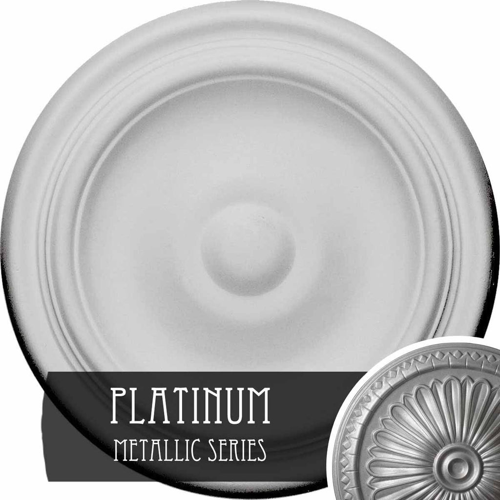 9 5/8x22OD x 1 1/8x22P Hand-Painted Platinum Ceiling Medallion S840