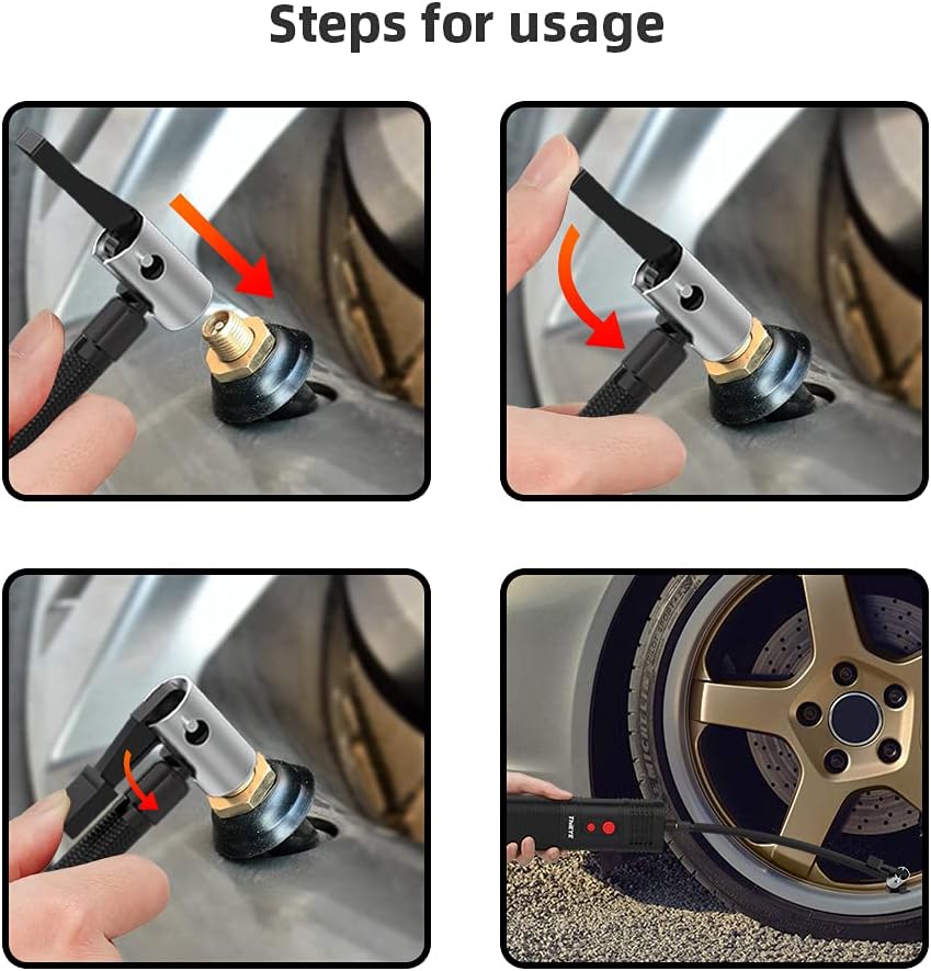 Tire Inflator Portable Air Compressor, 12V DC, 2000 * 3 mAh, 120 PSI, LED Light, Pack of 2 W4570