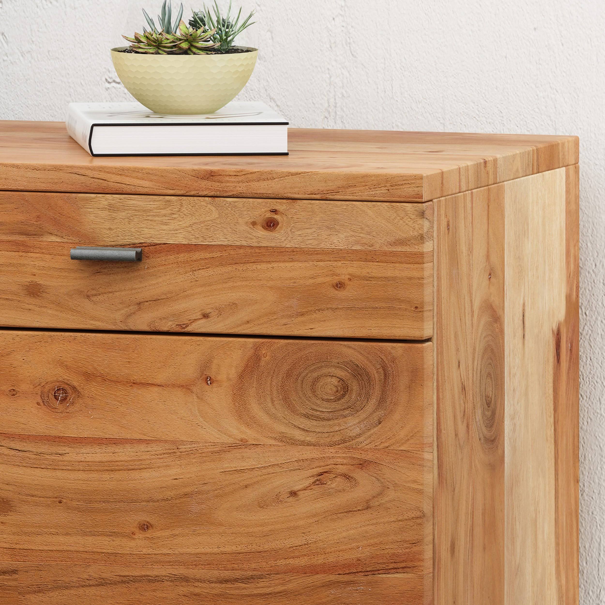 Mid-Century Industrial Acacia Wood Side Table A60691