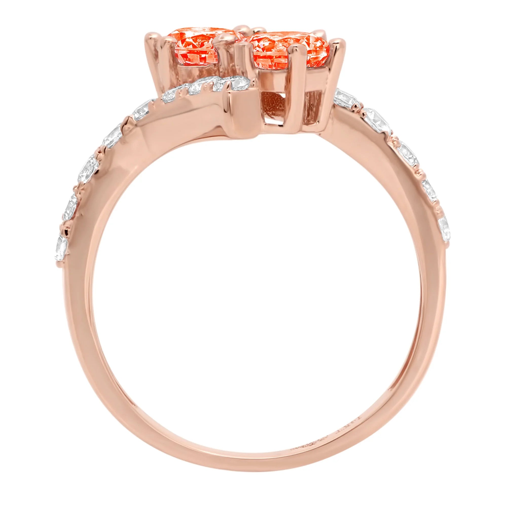 1.98ct Round Cut Red Simulated Diamond 18k Pink Rose Gold Engagement Ring Size 3.5 V16202